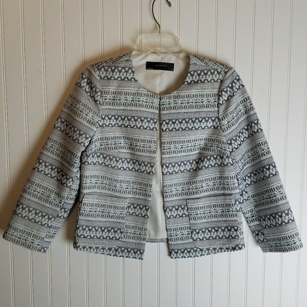 The LIMITED Blue & White Embroidered Blazer